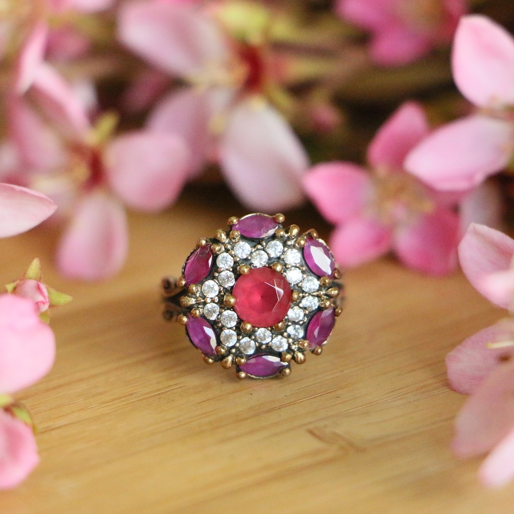 Sterling Silver Jade Stones And Cubic Zirconia - Picture 2 of 6